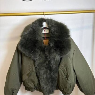Veste kaki à fausse fourrure amovible – Johanna Paris